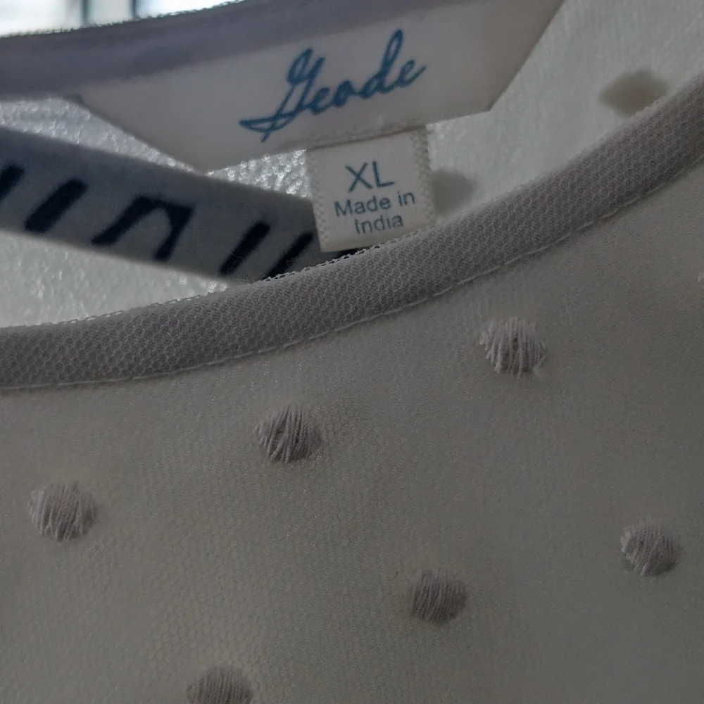 Geode x Anthropologie Floral Lace Swiss Dot Short Sleeve Midi Wedding Dress - Picture 8 of 11